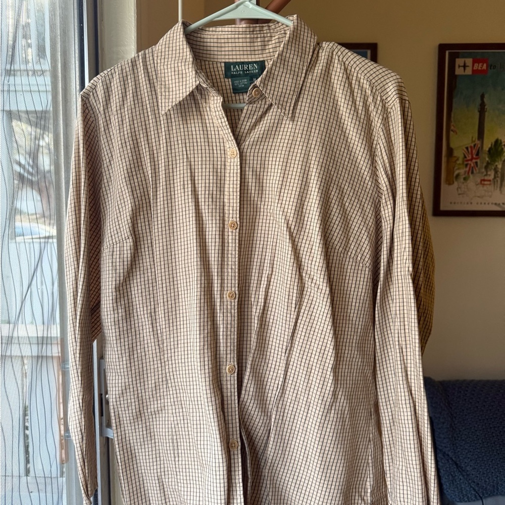 Vintage Lauren Ralph Lauren Women’s Brown Checkered Shirt